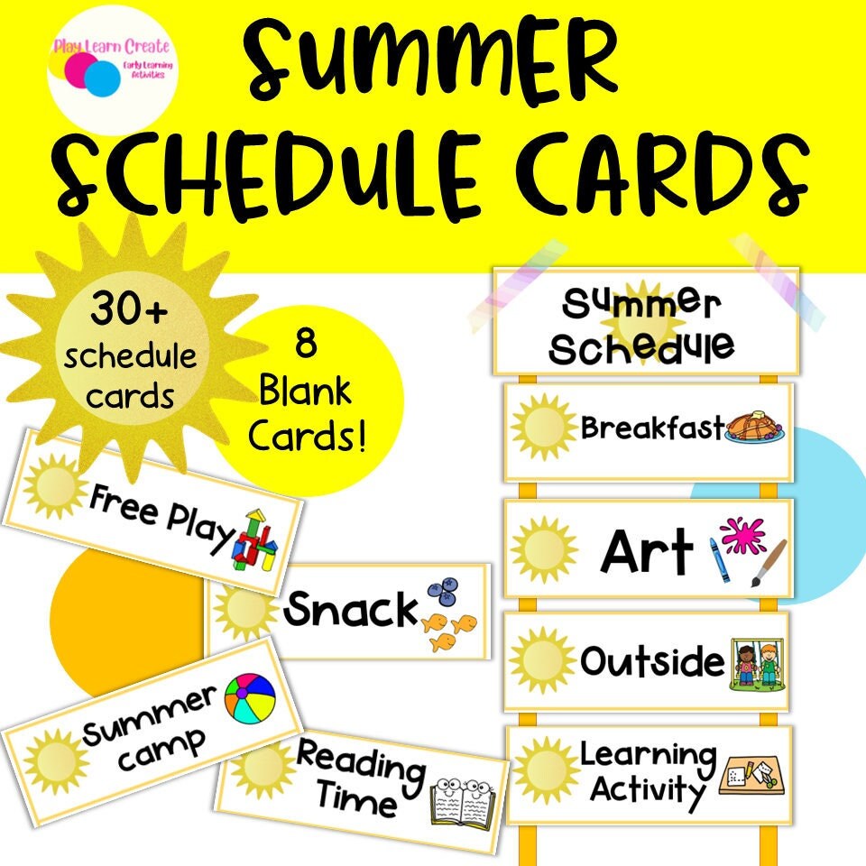 Printable Summer Picture Visual Schedule Cards for Kids – Play Learn ...